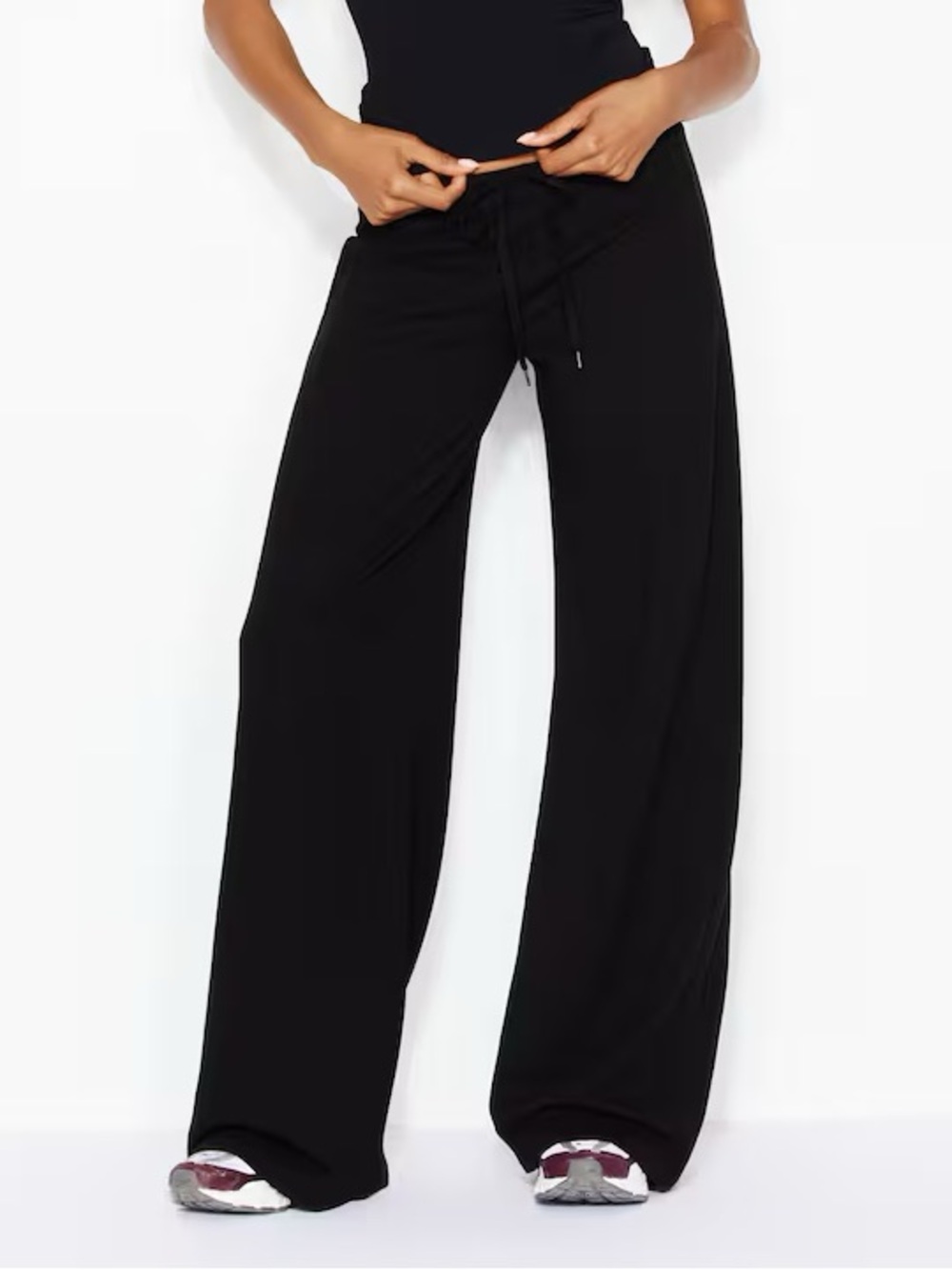 Garage StretchTerry wide leg pants jet black